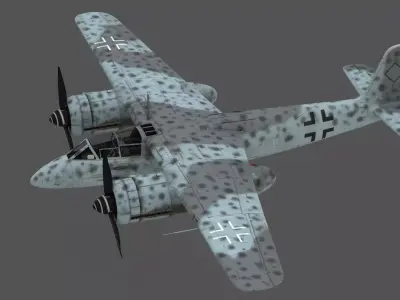 Focke-Wulf Ta 154 A 1 Moskito 3D Model German Night Fighter Low-poly 3D model