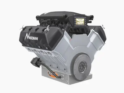 Noonan HEMI 4-8 billet engine Low-poly 3D model