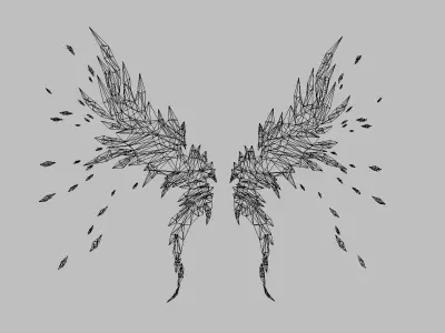 Blue Crystal Wing Low-poly 3D model