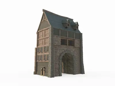 Medieval architectural gatehouse gate 3D model