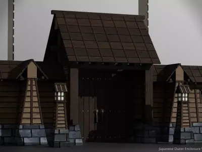 JA Kit 01 Outer Enclosure Wall B Low-poly 3D model