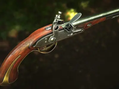 PBR Flintlock pistol Low-poly 3D model