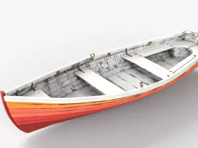 Red wooden boat 3D model