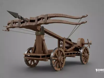 Medieval Ballista- Historical Siege Weapon Low-poly 3D model
