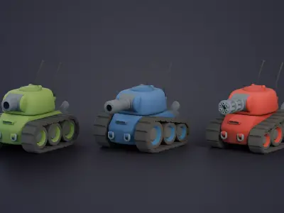 Modular Stylized Tank Low-poly 3D model
