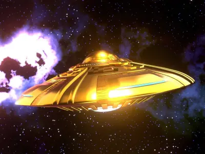 UFO 1 Golden Low Poly Game Asset Low-poly 3D model