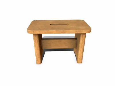 Old Wooden Stool 4 Low-poly PBR Free low-poly 3D model