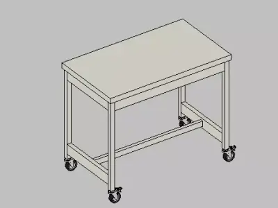 Modern Mobile Kitchen Bar Counter with Casters 3D model