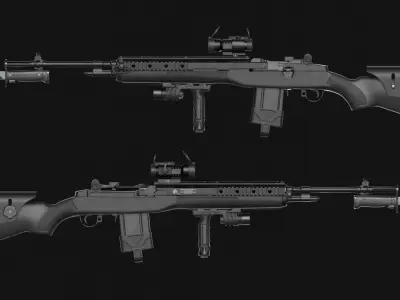 Springfield M1A Super Match - M14 Rifle Pack - Game Asset Low-poly 3D model