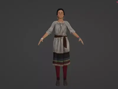 Native American Woman Low-poly 3D model