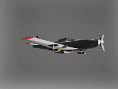 MustangP51 fighter plane Low-poly 3D model