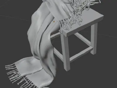 Stool with blanket 3D Model - Seat Free 3D model