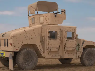Armored Humvee with chicken basket Low-poly 3D model