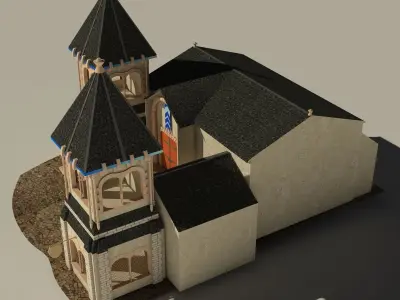 Cartoon Castle Low-poly 3D model