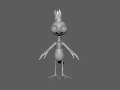  Cartoon Hoopoe - base mesh Low-poly 3D model