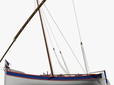 Shells Fishing Sailing Boat  Low-poly 3D model
