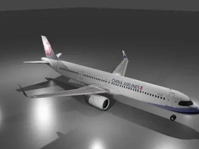 China airlines Airbus a321neo 3d model Low-poly 3D model