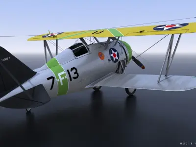 F2F-1 USS Wasp CV-7 1937 Low-poly 3D model