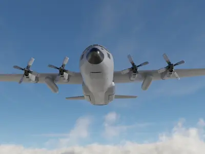 Military C-130 Cargo Transport Plane Low-poly 3D model