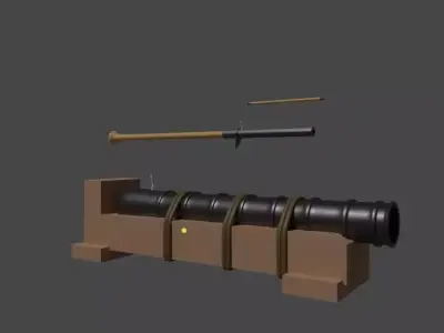 Early Gun and Cannon Free low-poly 3D model