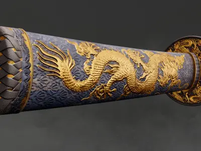 Dragon Blade - Katana Low-poly 3D model