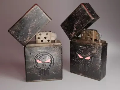 Vintage Skull Engraved Lighter Realistic 3D Model 3D model