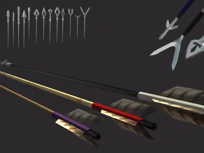 japanese arrow set 3D Low-poly 3D model