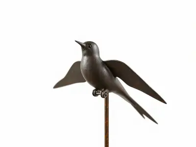 Metallic Bird Sculpture Model Pack for Creative Projects Low-poly 3D model