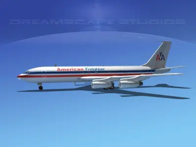 Boeing 707 American Freighter 3D model