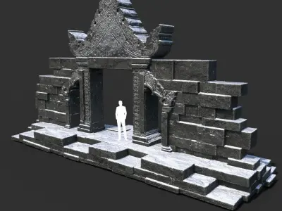 Low poly Snow Ruin Asia Temple Pack Low-poly 3D model