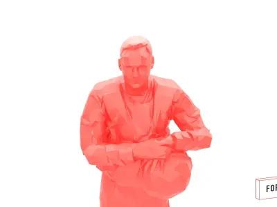 Police officer 001- low poly -3Dprintable 3D model