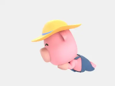 Cute Pig 3D Illustration 3D model