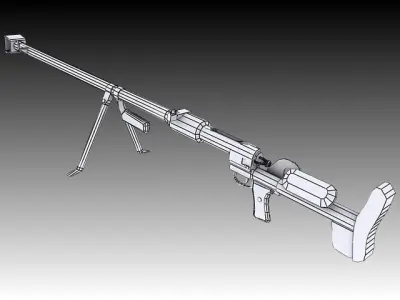 PTRD-41 machine gun Low-poly 3D model