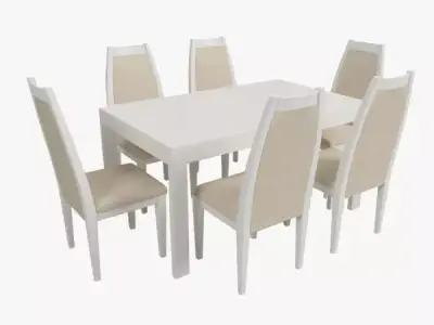 Modern Dining Table with Chairs Free 3D model purchase