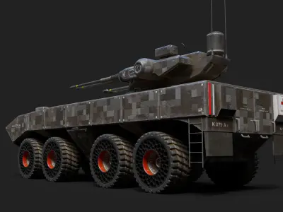 Tank Model Military Si-Fi Source Files Attached 8K Textures Low-poly 3D model