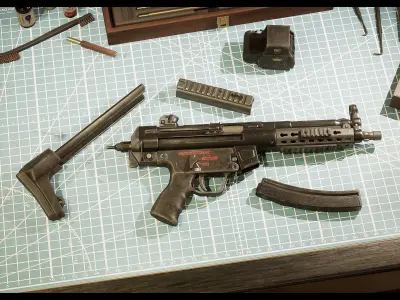 HK MP5A3 - MLI Low-poly 3D model