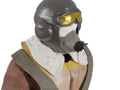 World War 2 Spitfire Pilot Low-poly 3D model