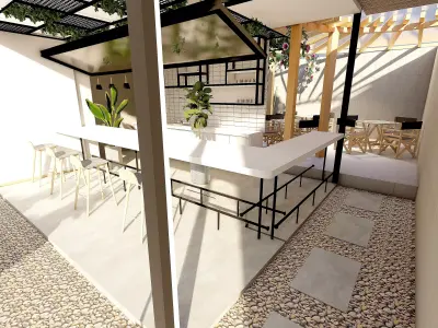 Outdoor Cafe Design 7x10 m SketchUp Only 3D model