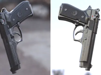 Holster with Pistol 19 - All MH Bodies - UE5 Skeletons - Rigged Low-poly 3D model