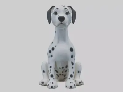 Sitting Dalmatian model Low-poly 3D model