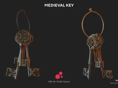 Medieval Keys Set 04 AR low-poly 3D model Low-poly 3D model