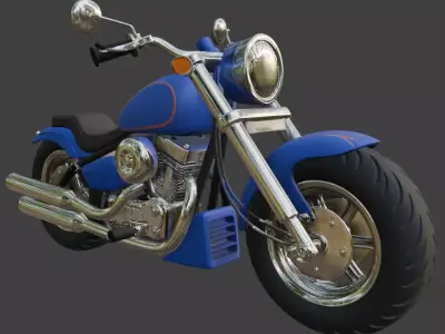 Cartoon Blue Motorcycle 3D Model 3D model