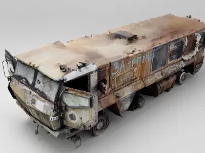 destroyed russian KAMAZ-63968 Typhoon-K MRAP vehicle 3D model