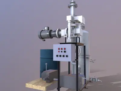 Pump and Tank Low-poly 3D model