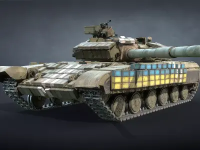 T-64BV Tank Game Ready Low-poly 3D model