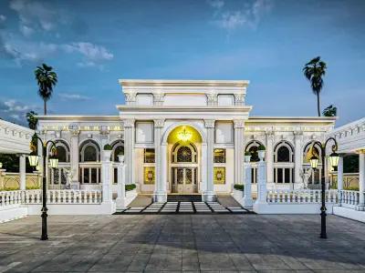 Neoclassical Banquet Hall Exterior Realistic 3D Model 3D model