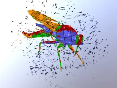 3D Amber Fossil with Preserved Mosquito Low-poly 3D model