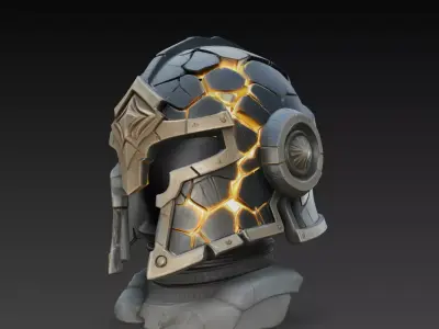 Lava Forge Helmet STL Sci Fantasy Armor Mask 3D print model