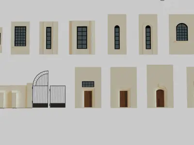 Architectural House Parts Kitbash Low-poly 3D model