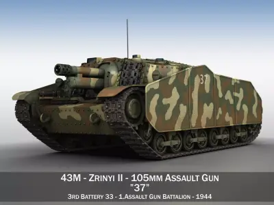 43M Zrinyi II - Hungarian Assault Gun - 3rd Battery 37 3D model